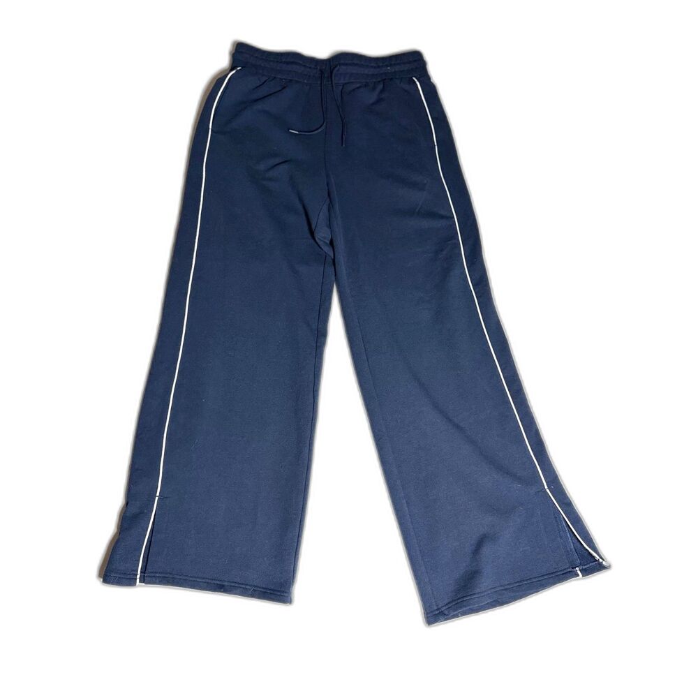 Yogalicious Cloud Plush Sweatpants L Navy Blue Wide Leg Piping Track Pants Large